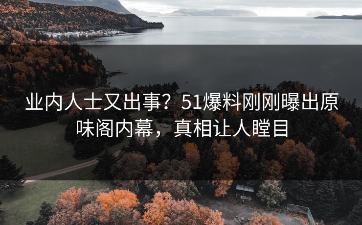 业内人士又出事？51爆料刚刚曝出原味阁内幕，真相让人瞠目