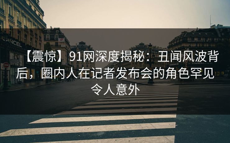 【震惊】91网深度揭秘：丑闻风波背后，圈内人在记者发布会的角色罕见令人意外